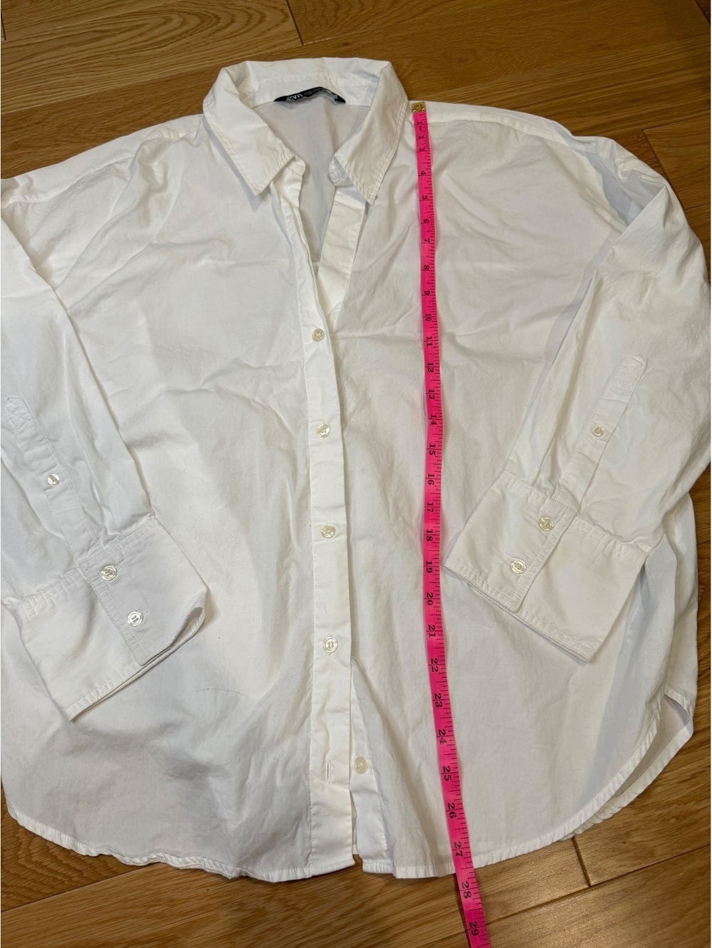 ZARA White Poplin Button Up Shirt XL - Picture 3 of 7